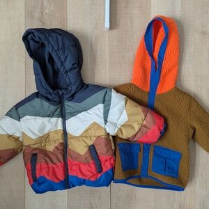 Old Navy Kids Puffers - Multicolor and Brown with Orange